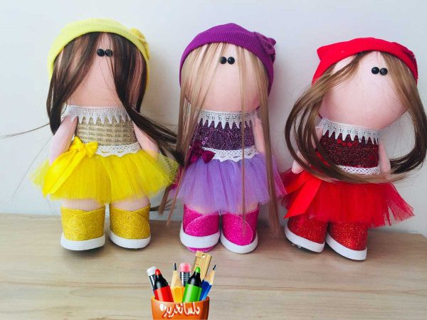 ست عروسک روسی رنگ بنفش- قرمز- زرد دخترانه کیوت