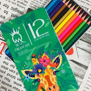 مداد رنگی جعبه فلزی 12 رنگ کیفیت عالی برند MQ ام کیو