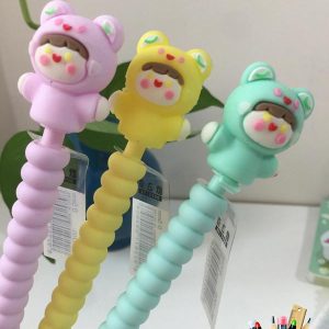 اتود سبز زرد و بنفش جنس سیلیکونی به همراه سر مدادی سیلیکونی دخترانه