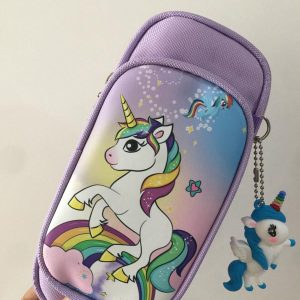 جامدادی فانتری دخترانه یونیکورن جنس برزنتی دو زیپ - جادار