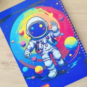 دفتر فانتزی پسرانه طرح فضانورد با صفحات طرح دار رنگی