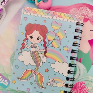 دفترچه یادداشت دخترانه در 4 طرح جذاب پری دریائی - فنر دوبل - جلد گلاسه و صفحات طرح دار