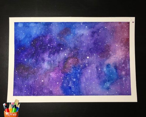 چگونه با آبرنگ یک نقاشی از یک کهکشان را نقاشی کنیم.