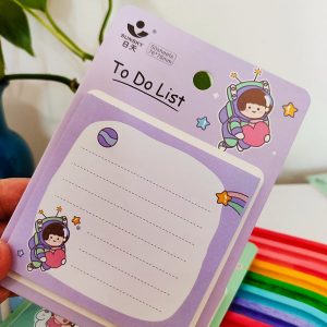 استیک نوت فانتزی 50 برگی دخترانه طرح فضانورد - رنگ بنفش