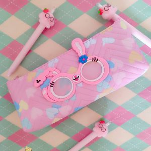 جامدادی دخترانه رنگ صورتی جنس چرمی و طرح خرگوش