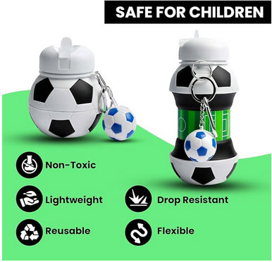 Soccer Water Bottle: Collapsible Silicone, BPA-Free, Leak-Proof, Portable Football Drink Bottle - Stay Hydrated Anywhere, Anytime!