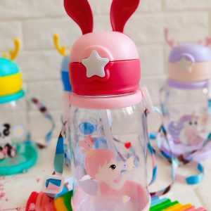 قمقمه مدرسه رنگ سرخابی با طرح پری دریایی