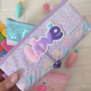 عکس جامدادی چرمی دخترانه رنگ بنفش