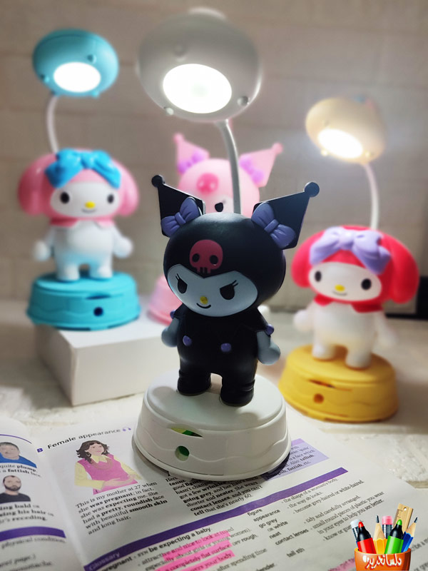 چراغ مطالعه بچگانه طرح Kuromi عکس چراغ مطالعه بچگانه طرح Kuromi