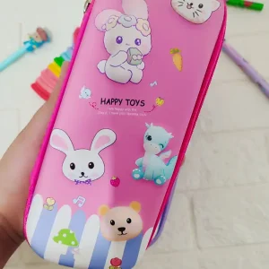 فضای داخلی جامدادی دخترانه Happy Toys مناسب مداد رنگی و خط کش