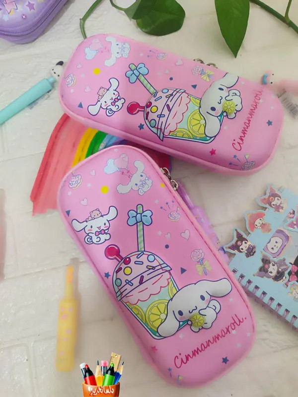 خرید جامدادی سینامورول – مدل سهبعدی تصویر جامدادی فانتزی سینامورول با طرح سهبعدی برجسته در رنگ صورتی